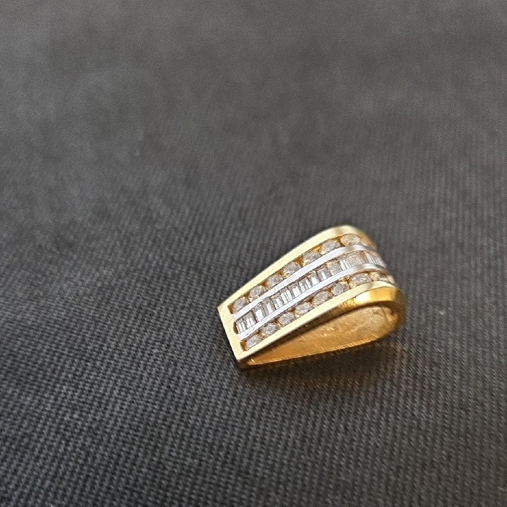LADY'S VINTAGE 18K YELLOW GOLD NATURAL DIAMOND SLIDE ENHANCER PENDANT - Picture 9 of 15
